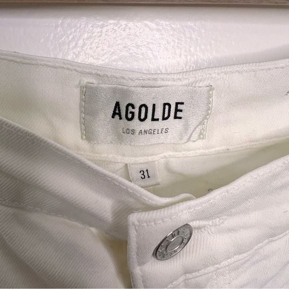 AGOLDE White Denim Riley Crop Jeans - Picture 4 of 6
